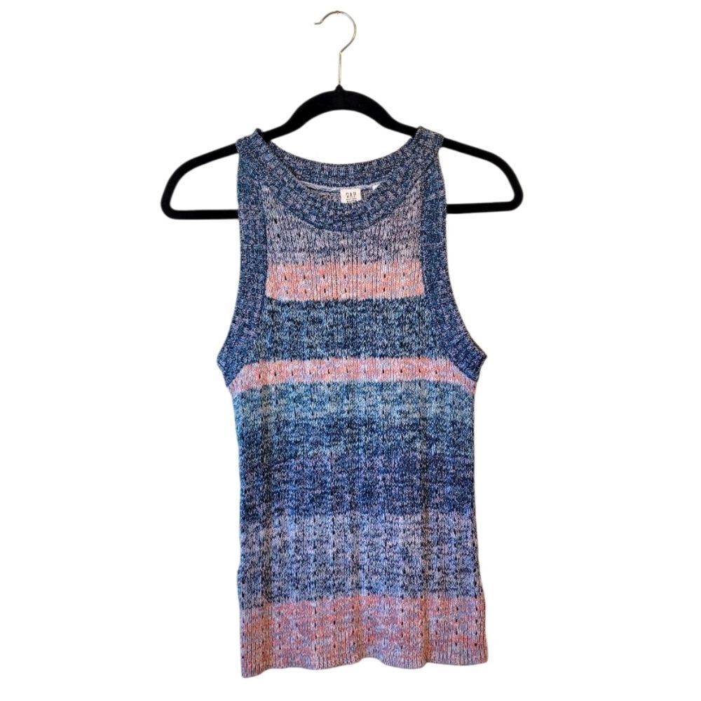 Gap Women's Blue Space Dye Colorblock Sweater Size S NWT